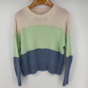 American Eagle Colorblock Pastel Knit Sweater Oversized Medium Cotton Holiday